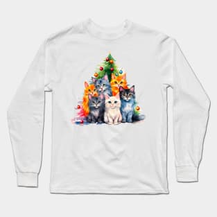 Cat Christmas Tree Long Sleeve T-Shirt